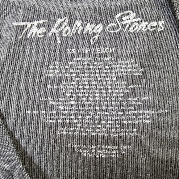 AE Rolling Stones Cropped Long Sleeve Graphic T-Shirt Charcoal Grey Size XS - Picture 8 of 9